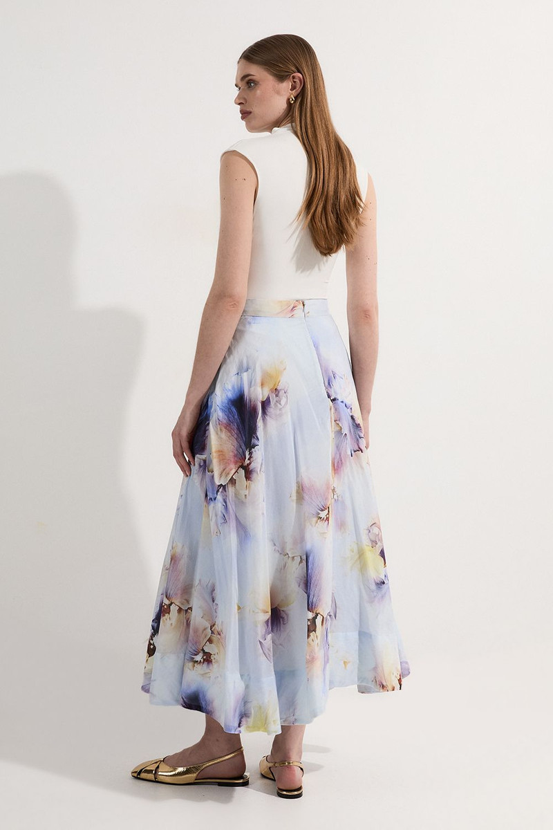 Spring Floral Silk Cotton Woven Prom Skirt 6