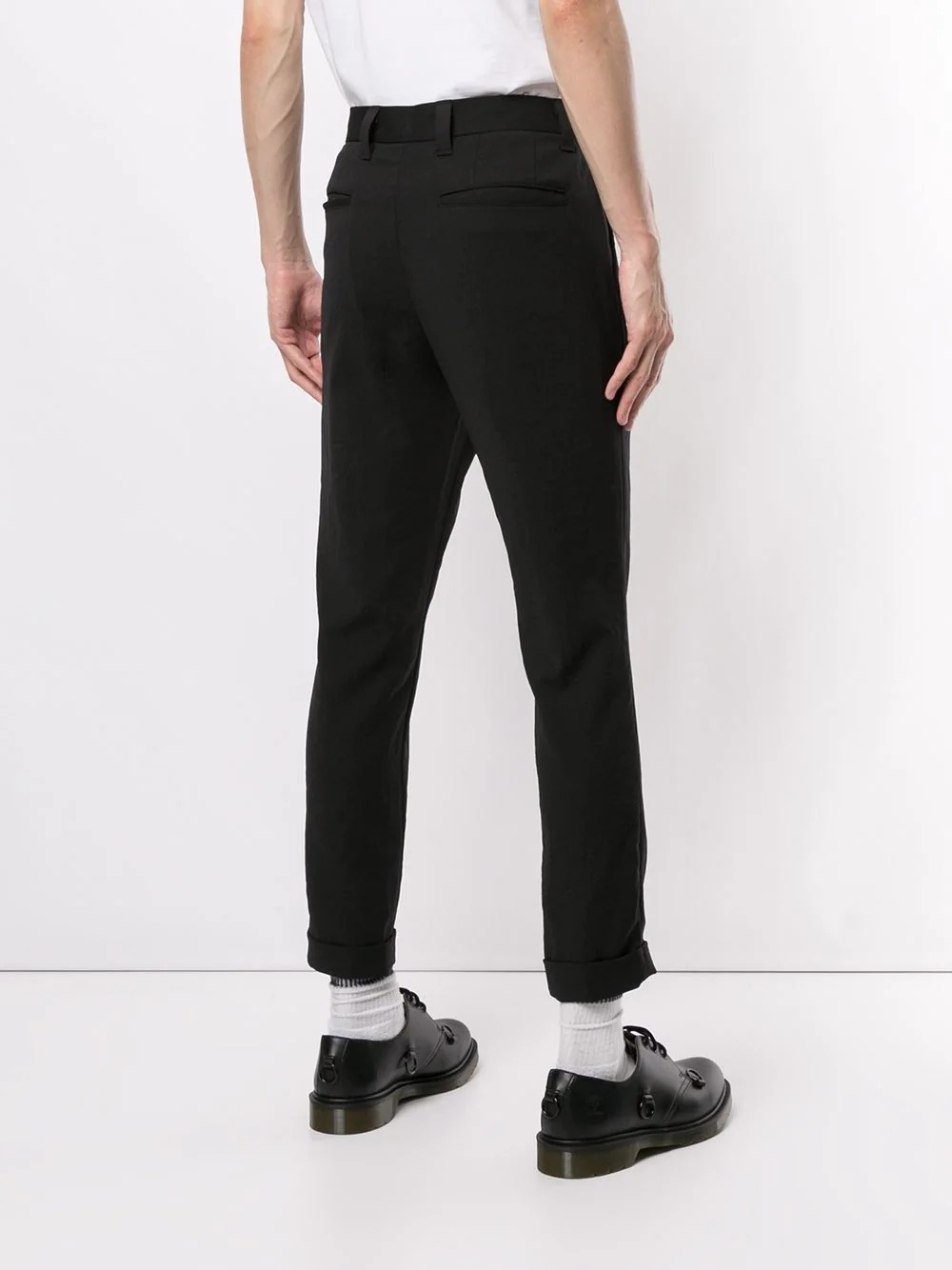 double cuff slim fit tuck pants - 4