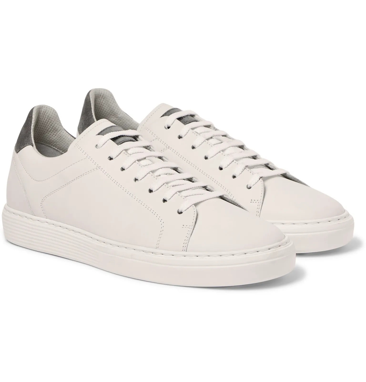 Suede-Trimmed Leather Sneakers - 2