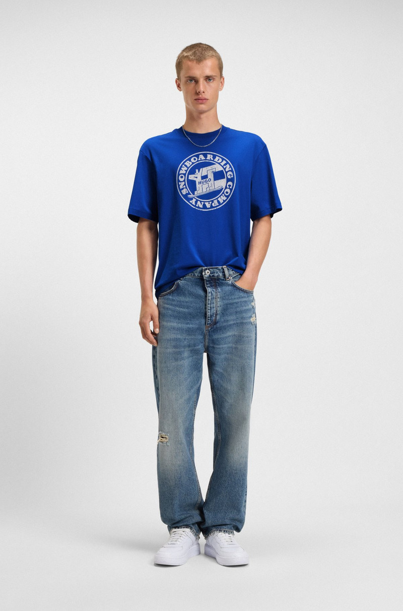HUGO COTTON-JERSEY TOP WITH MIXED-PRINT ARTWORK outlook