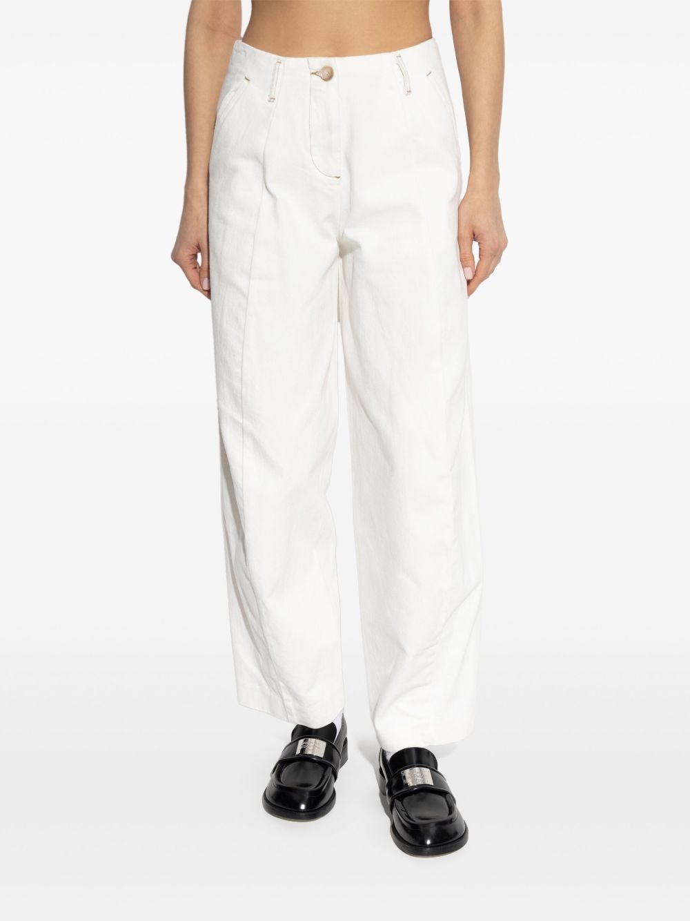 cotton wide-leg trousers - 3
