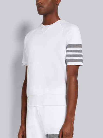 Thom Browne White Compact Waffle 4-Bar Short Sleeve Sweatshirt outlook