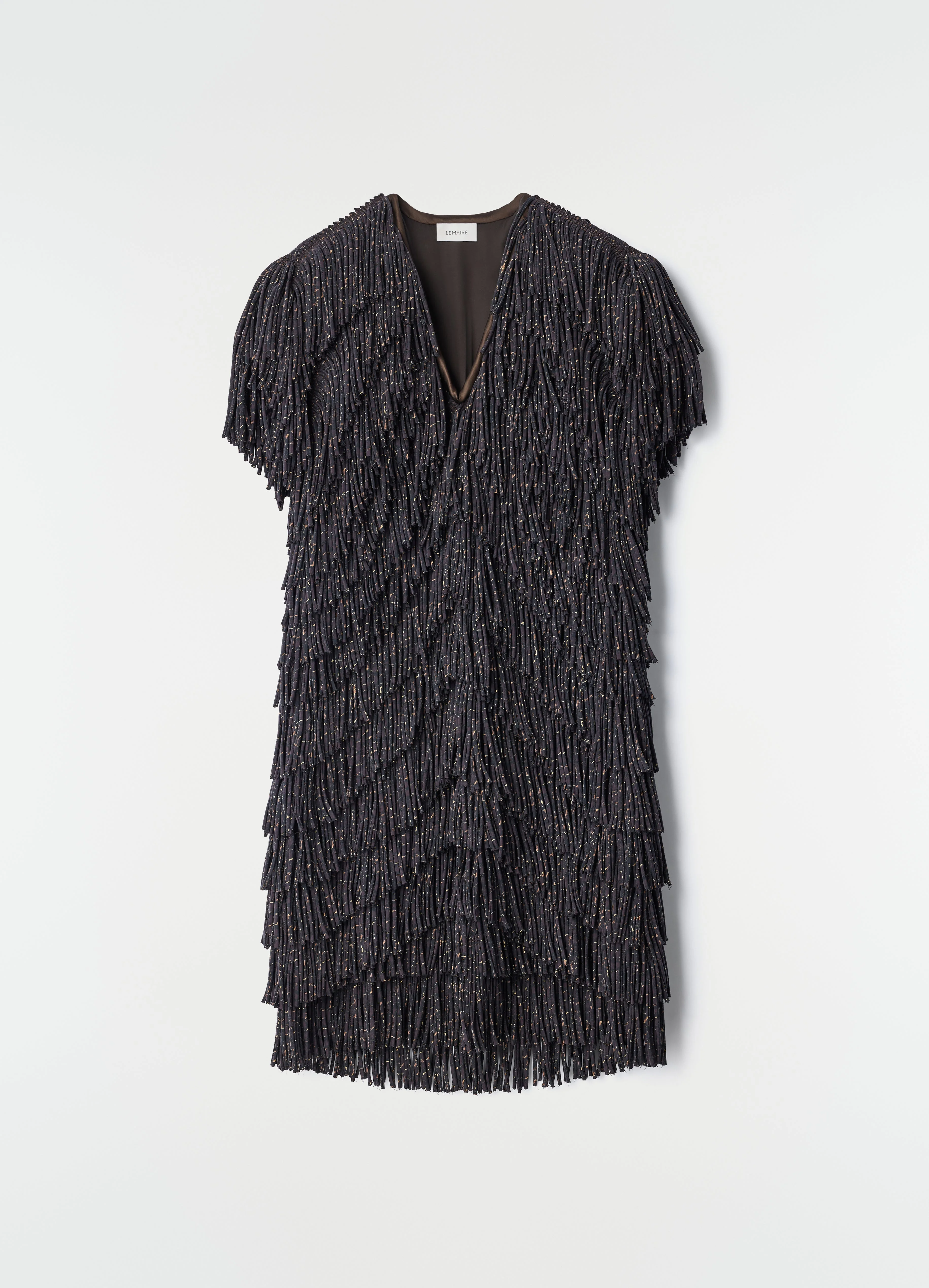 FRINGED DRESS IN SNAKE PRINTED DRY SILK - 1