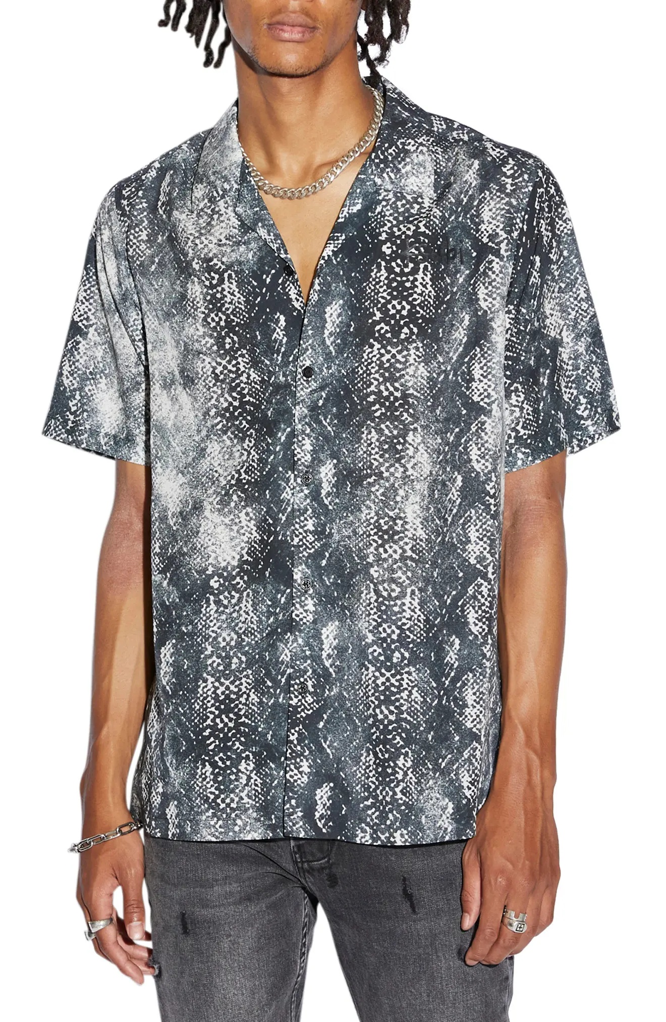 Mamba Snakeskin Print Camp Shirt - 1