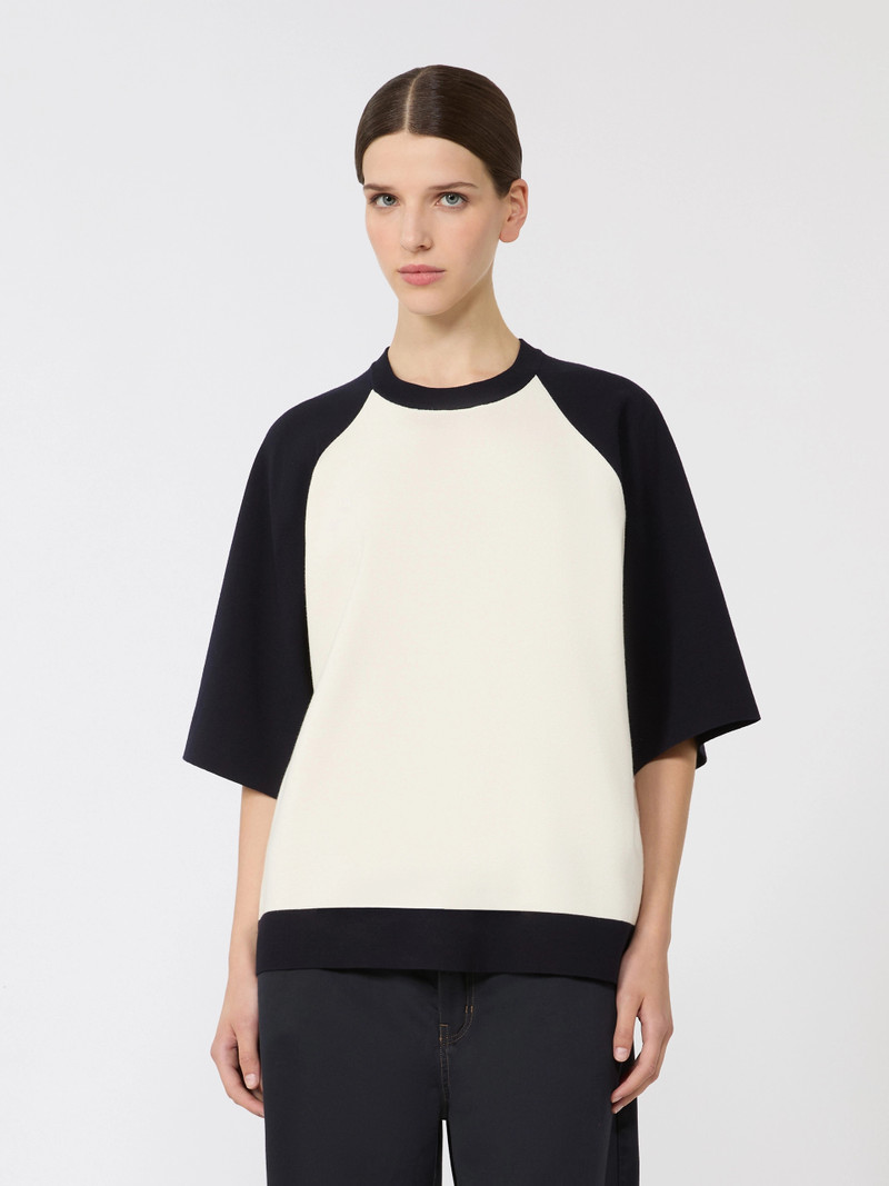 VELO Stretch viscose boxy sweater - WHITE BLUE 3