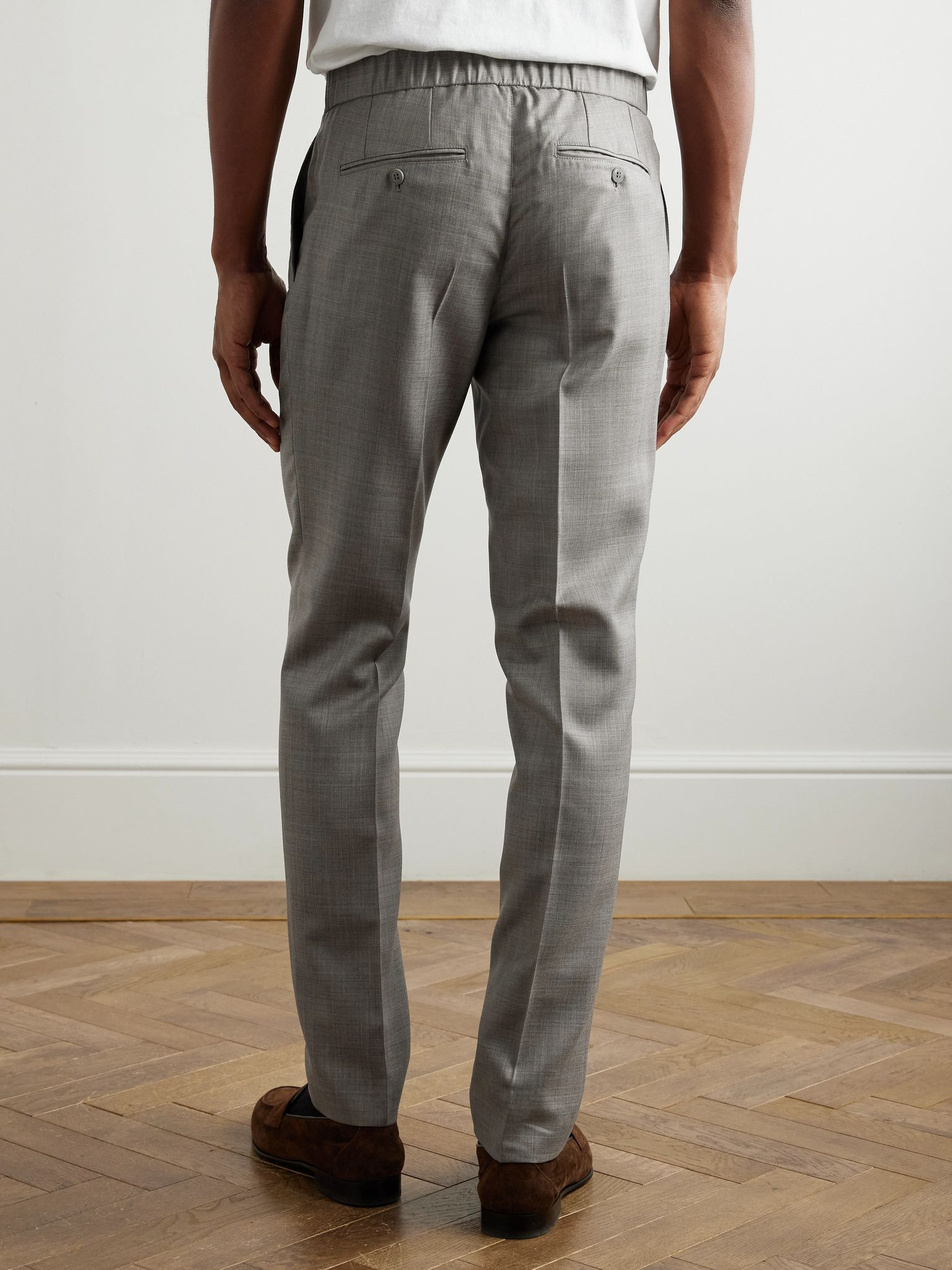 Melbourne Straight-Leg Pleated Wool and Silk-Blend Trousers Gray - 4