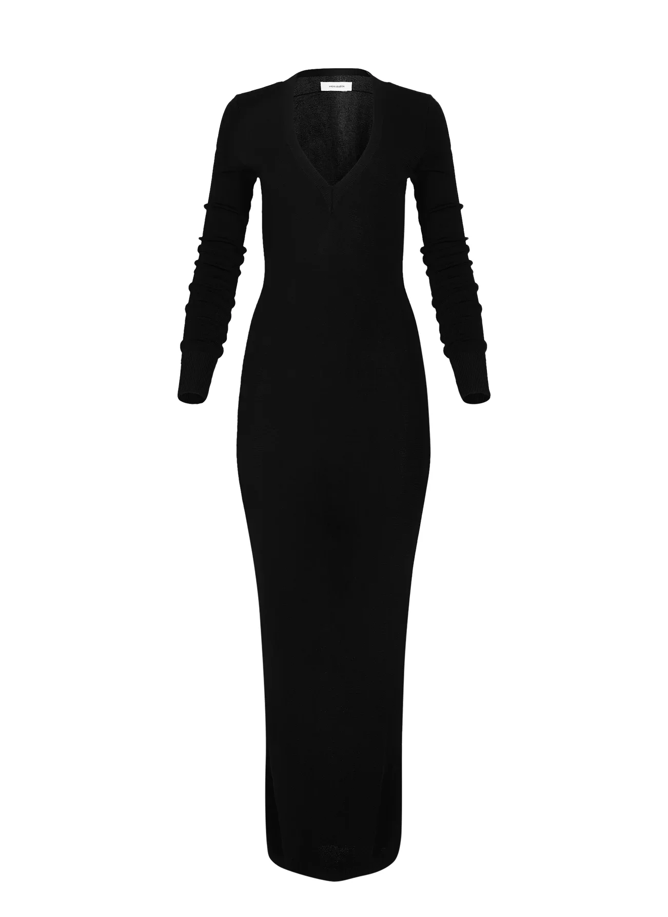 LONG SLEEVE V NECK MIDI BLACK - 1