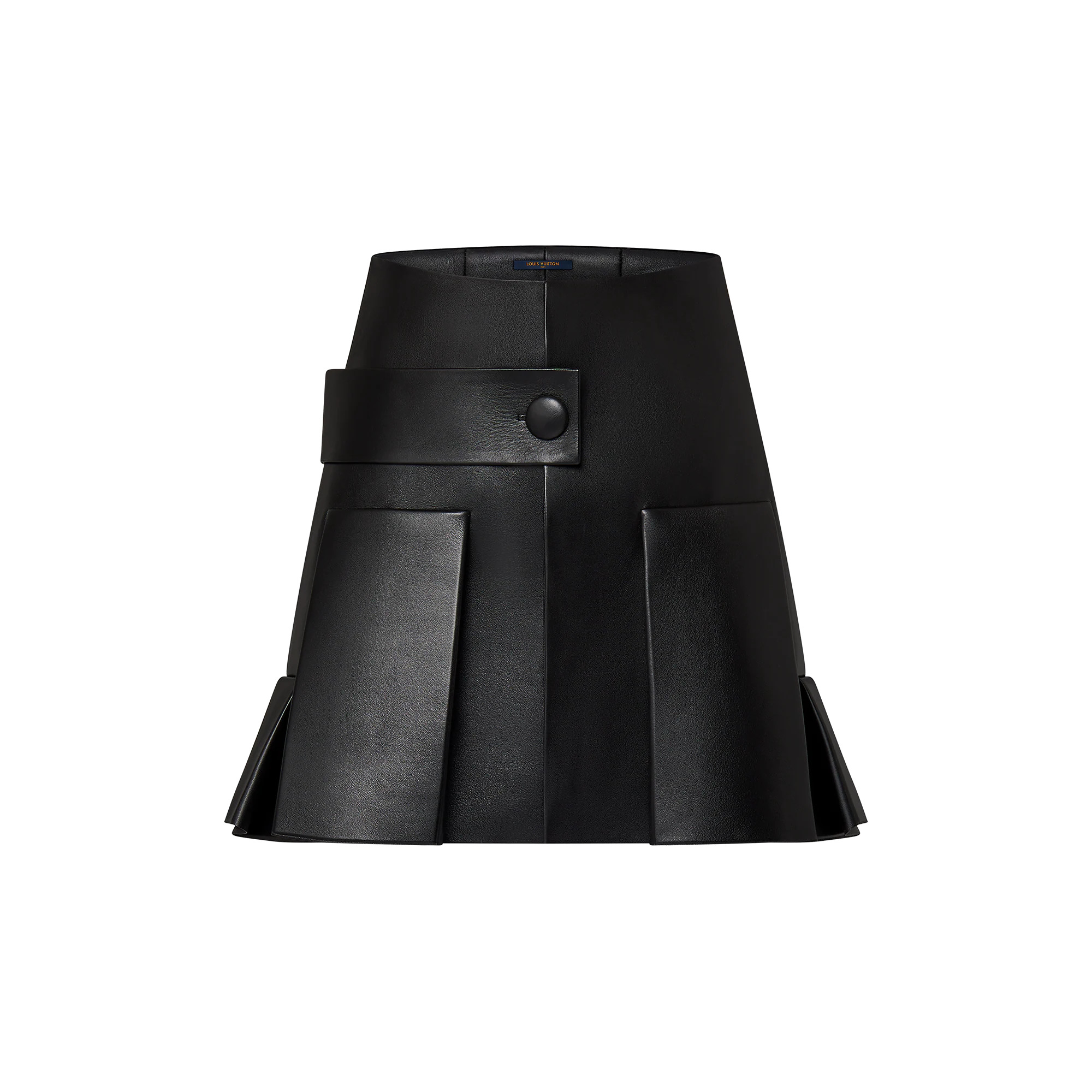 Leather Button Tab Pleat Skirt - 1