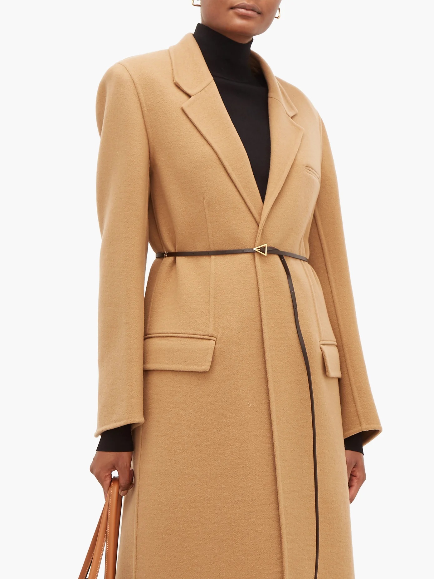 Single-breasted belted cashmere coat - 6