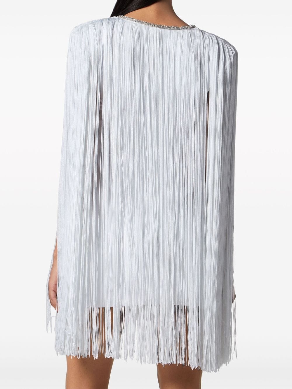 fringed v-neck mini dress - 3