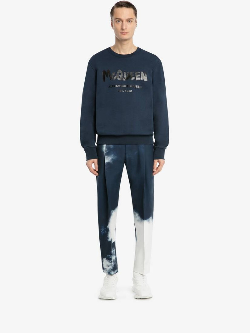 Alexander McQueen Mcqueen Graffiti Sweatshirt in Ink Blue outlook