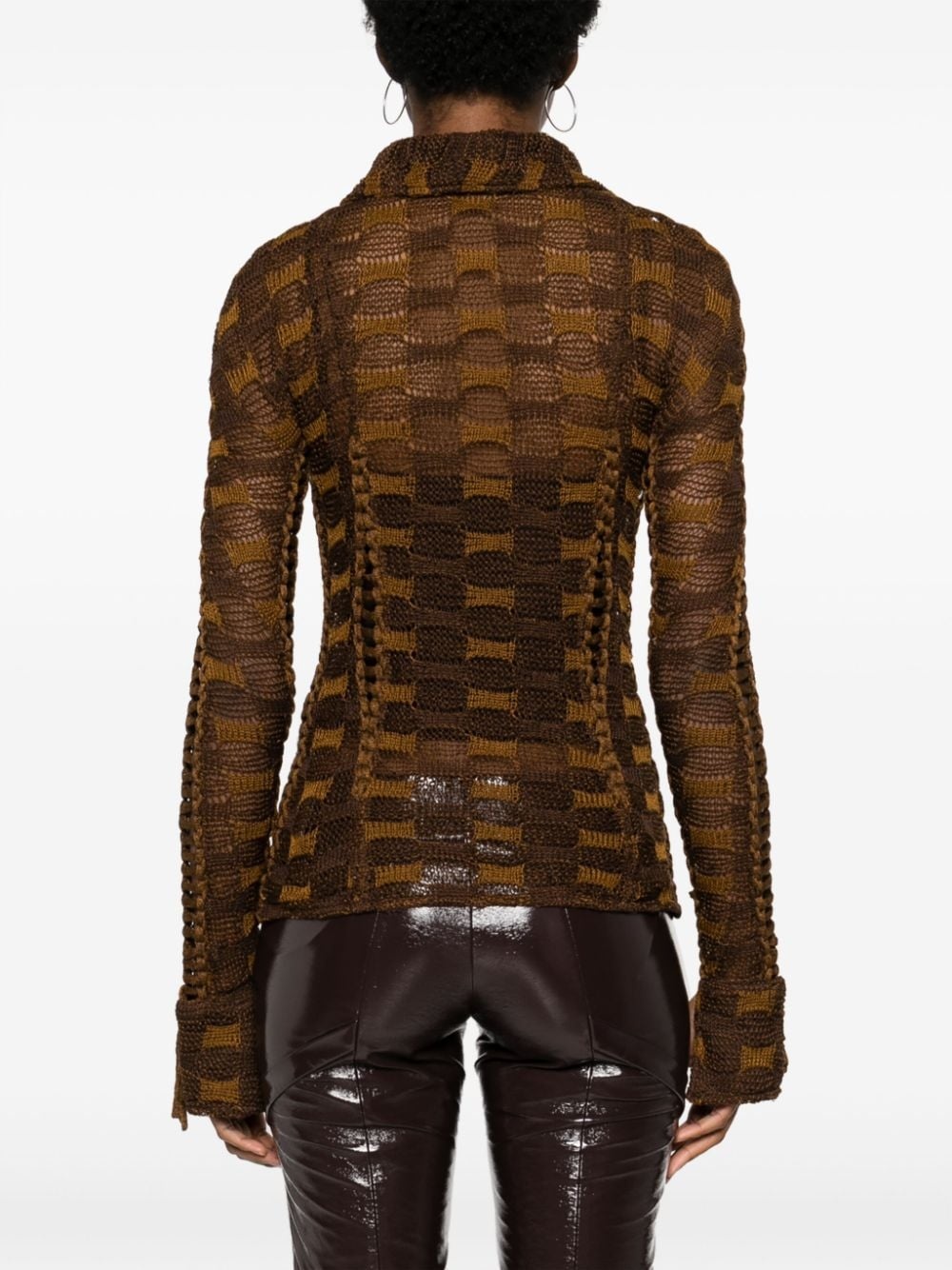 tie-fastening knitted shirt - 4