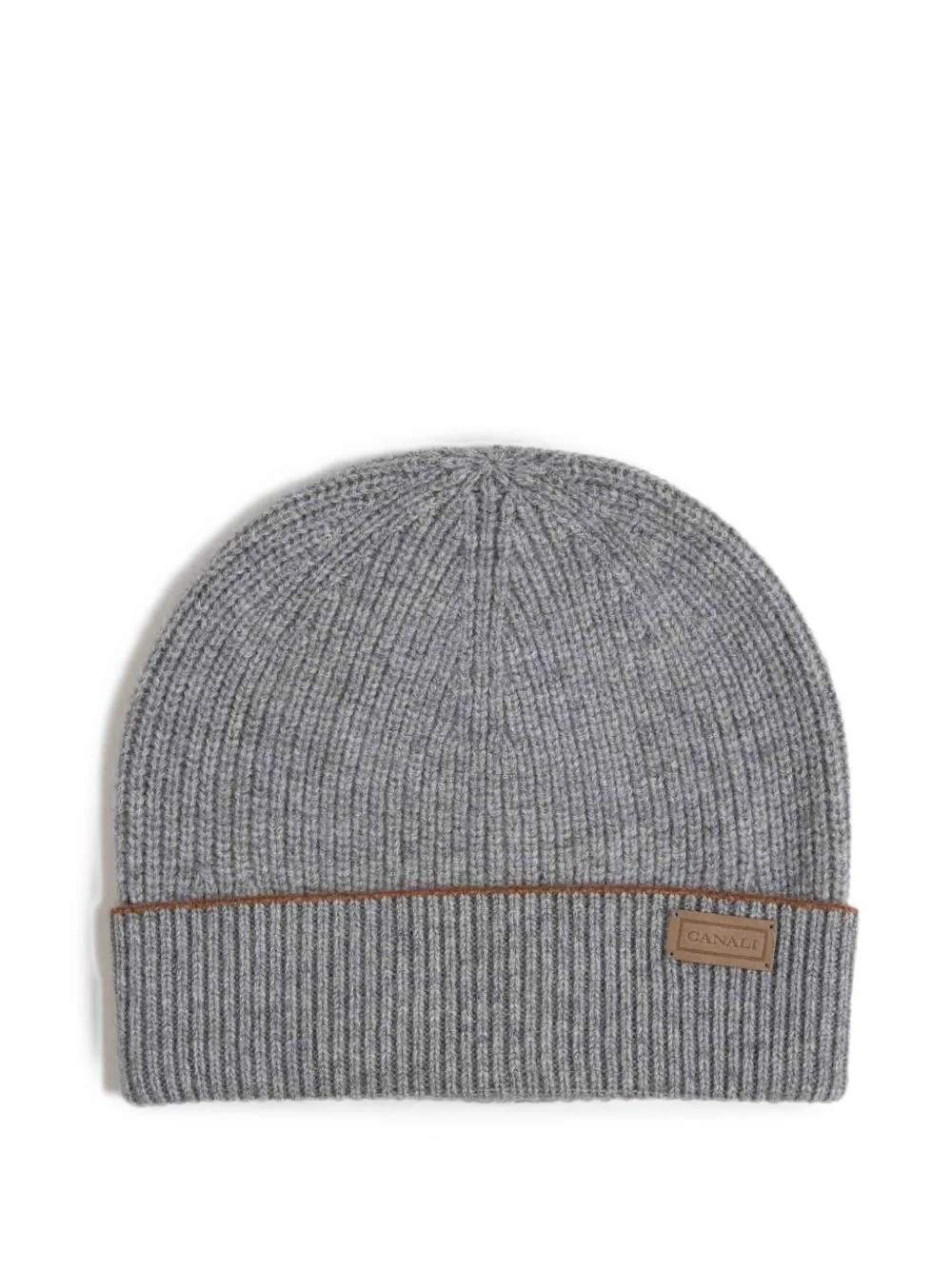 ribbed-knit logo-patch beanie hat - 1