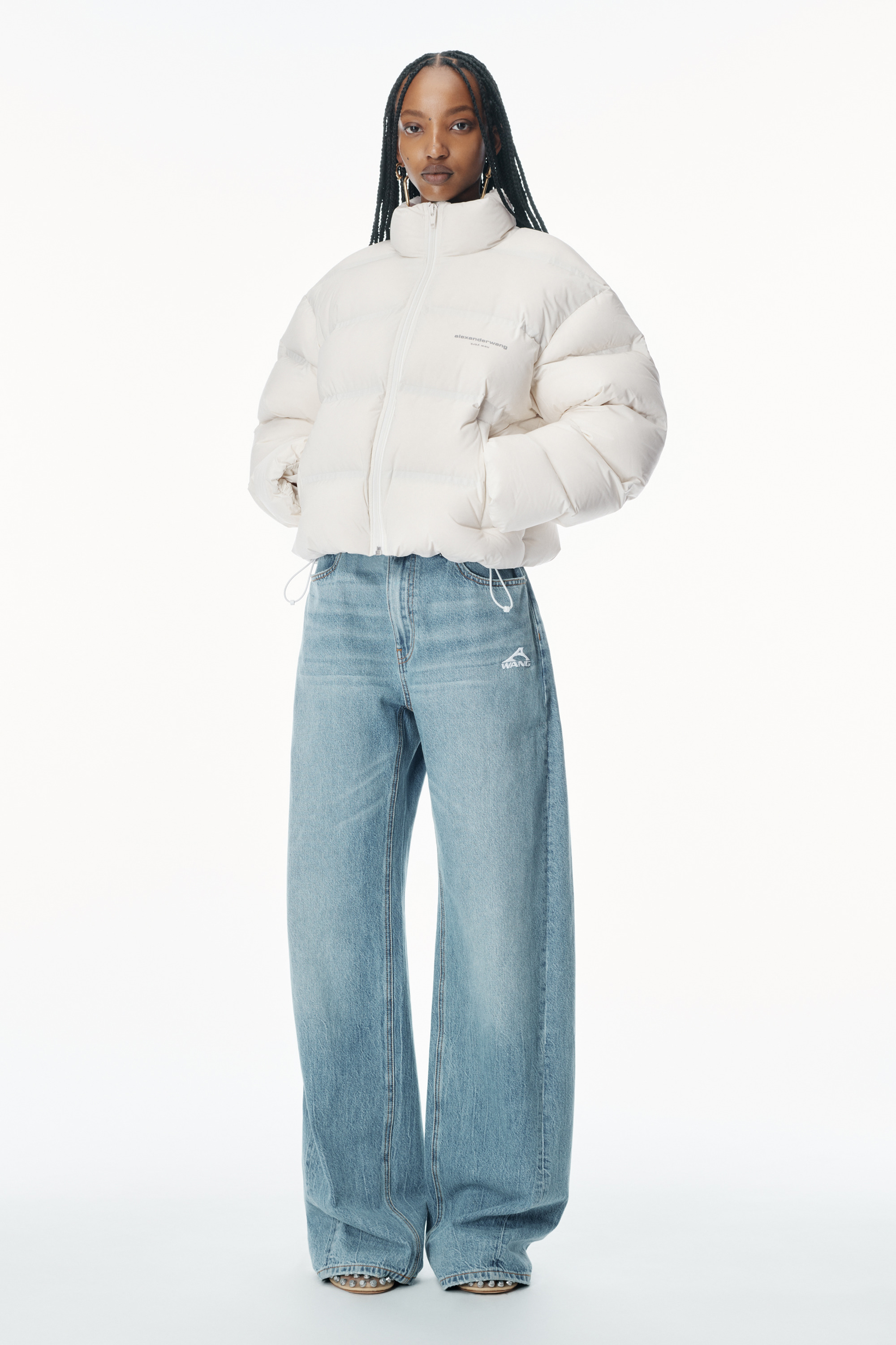 cropped channel puffer coat in feather & down - 2