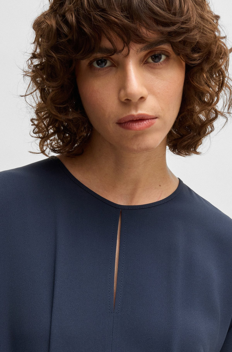 MIXED-MATERIAL DRESS WITH BUTTON-TAB WAIST 4