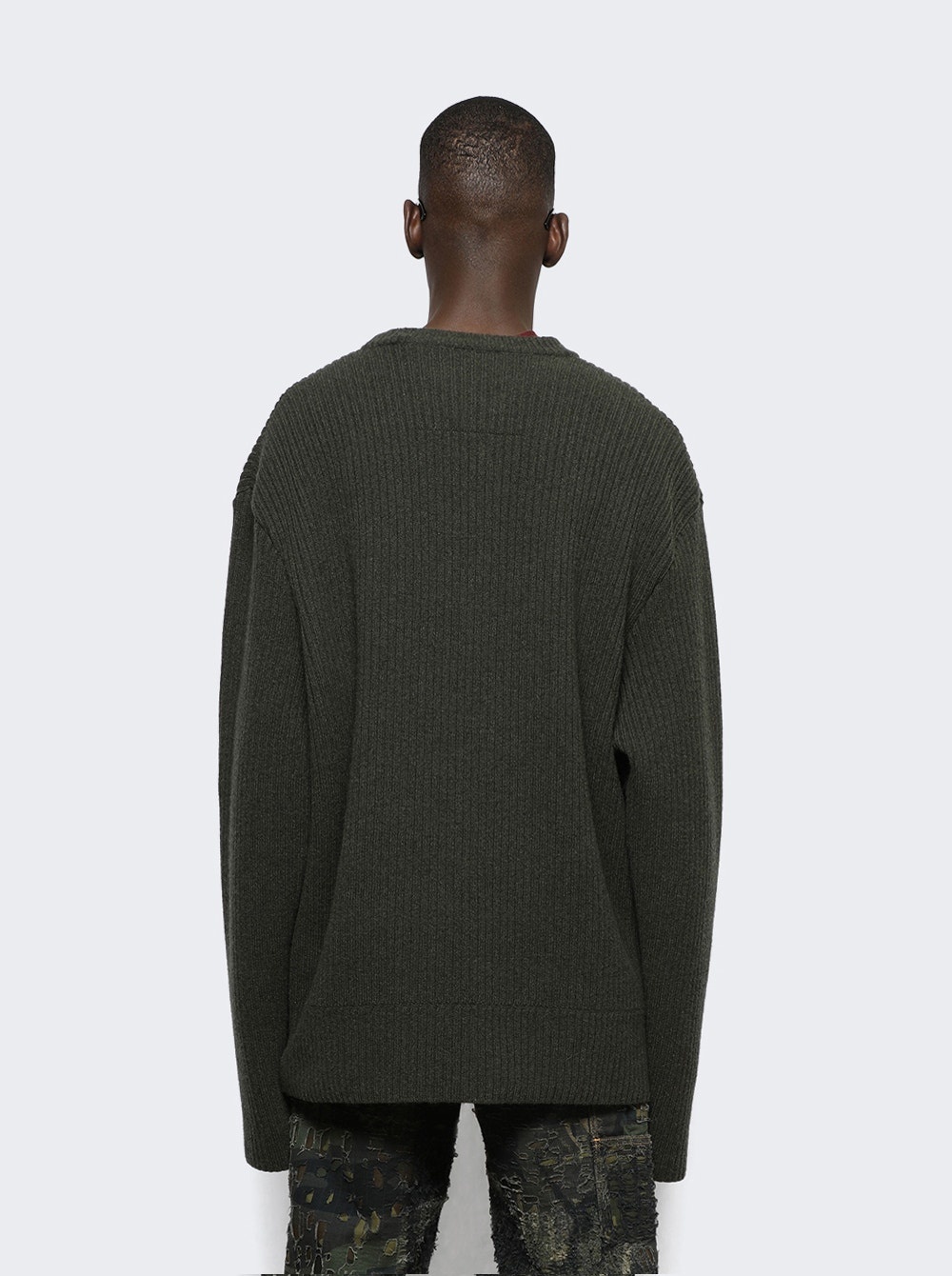 Oversized Crewneck Sweater Military Green - 5