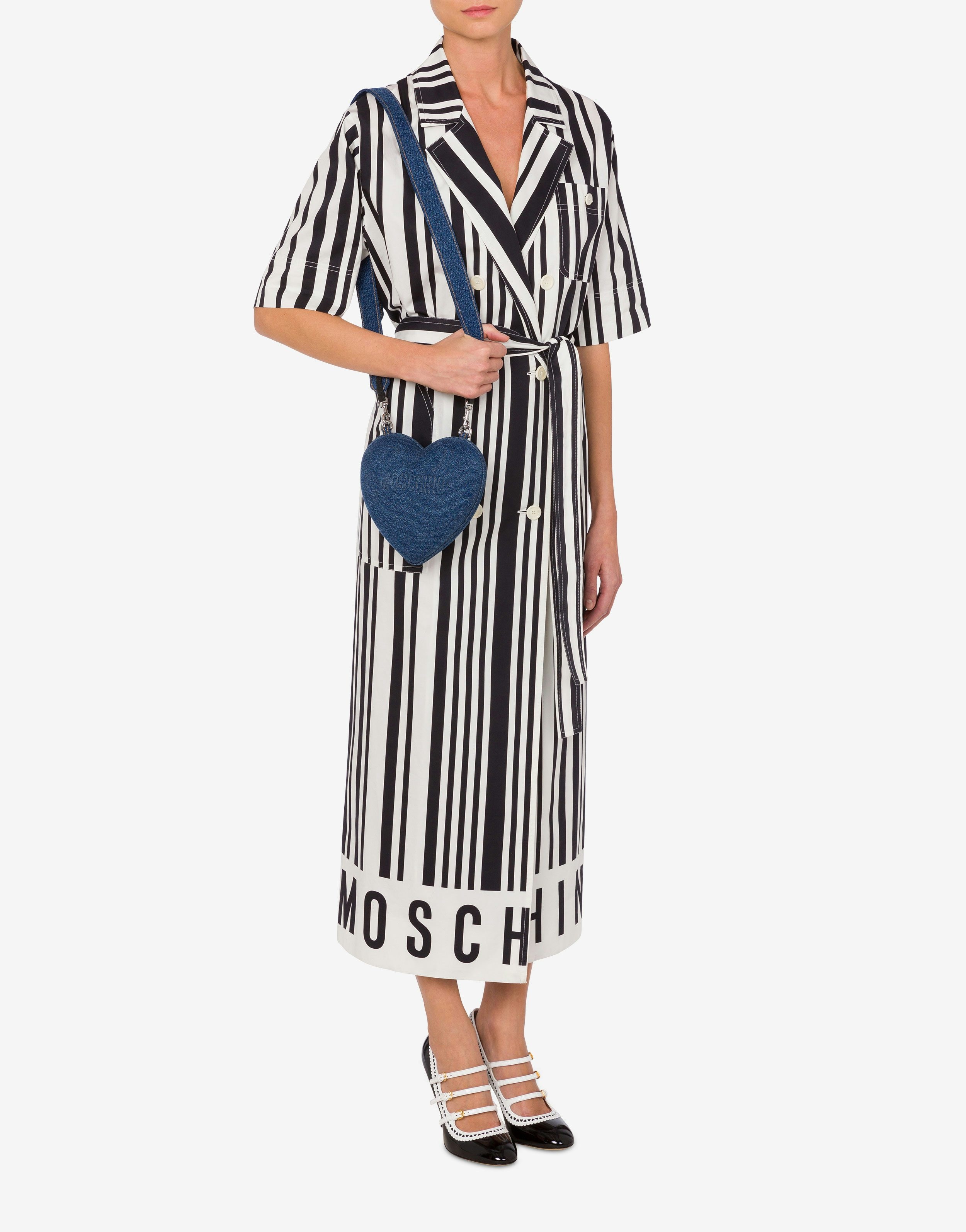 DENIM MOSCHINO HEARTBEAT BAG WITH LOGO - 5