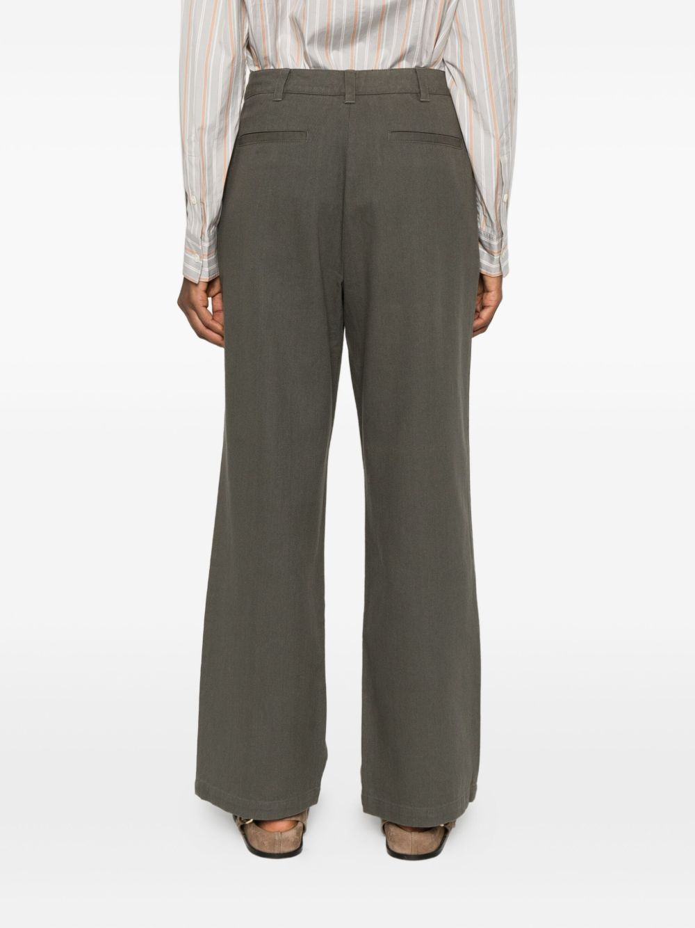 cotton wide-leg trousers - 4