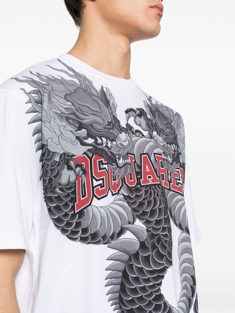 dragon-print cotton T-shirt - 5