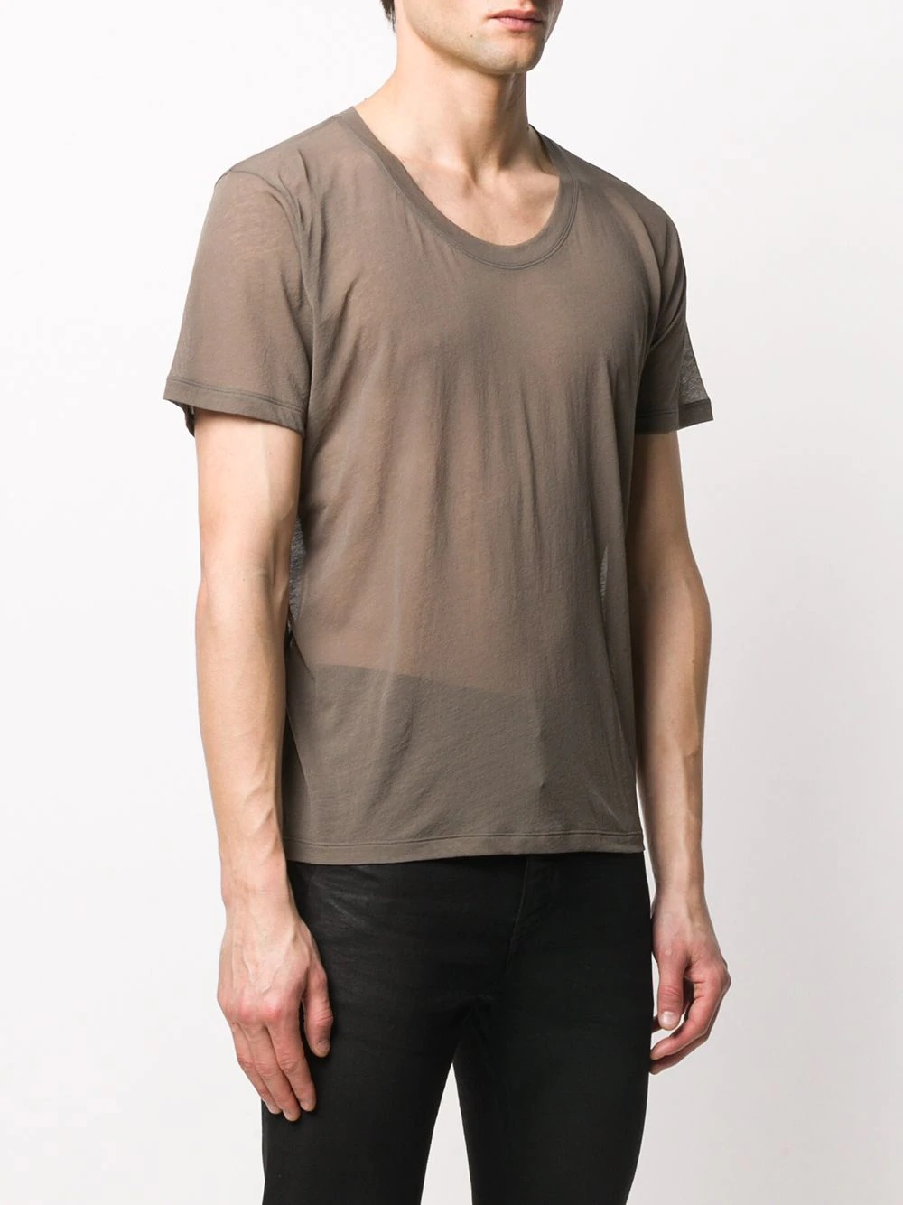 round neck sheer T-shirt - 3