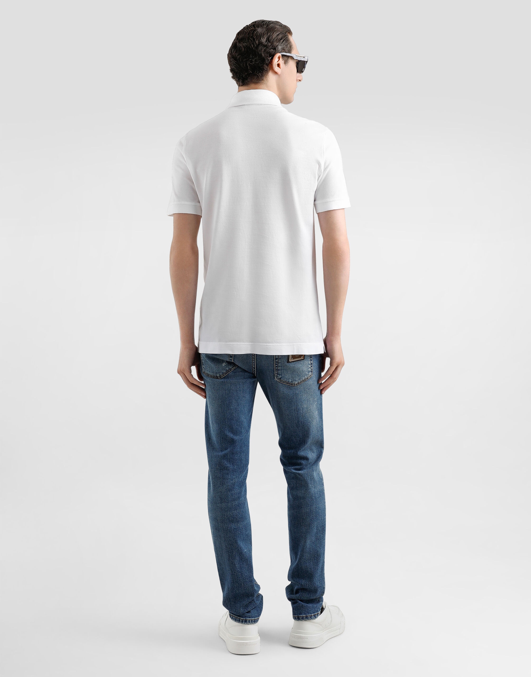 Cotton polo-shirt with branded tag - 3