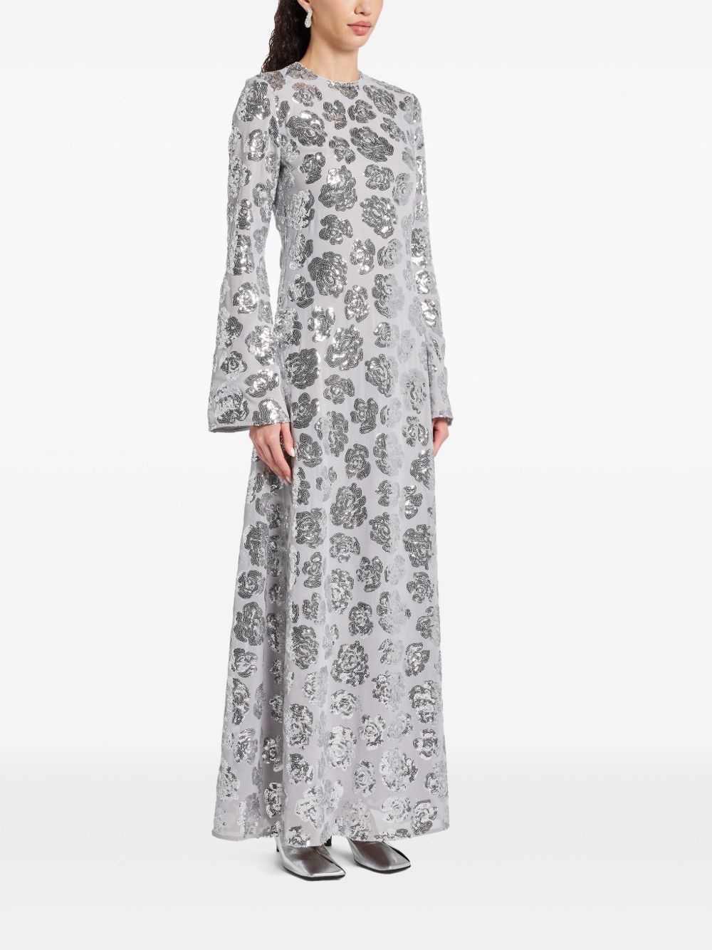 sequinned chiffon maxi dress - 3