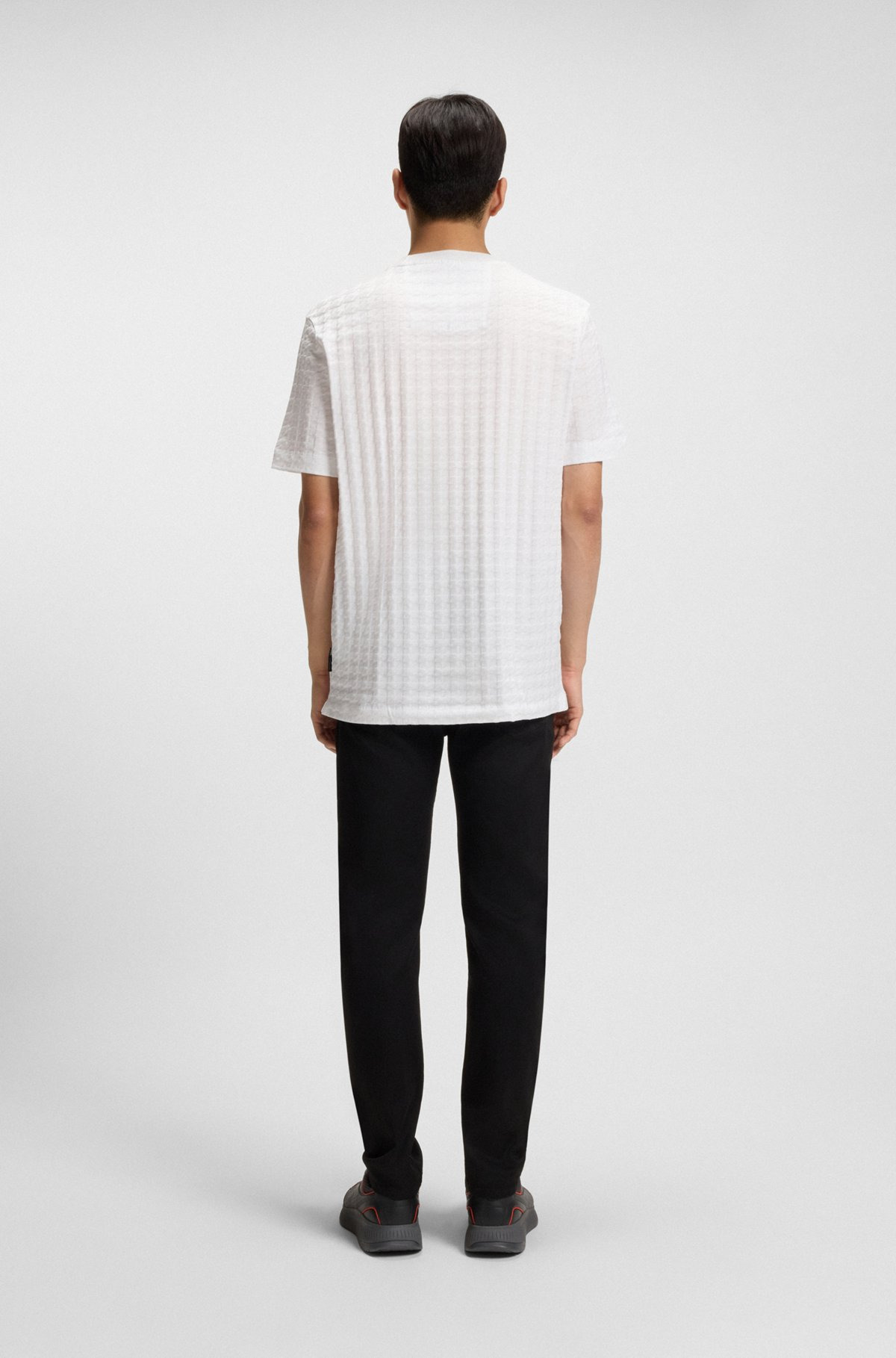 PORSCHE X BOSS HOUNDSTOOTH-PATTERNED T-SHIRT IN MERCERIZED COTTON - 5