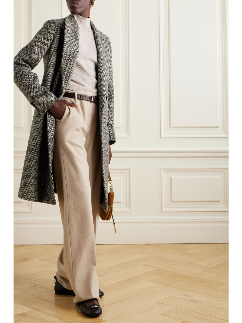 Loro Piana Herwin double-breasted herringbone linen and cashmere-blend coat Gray outlook
