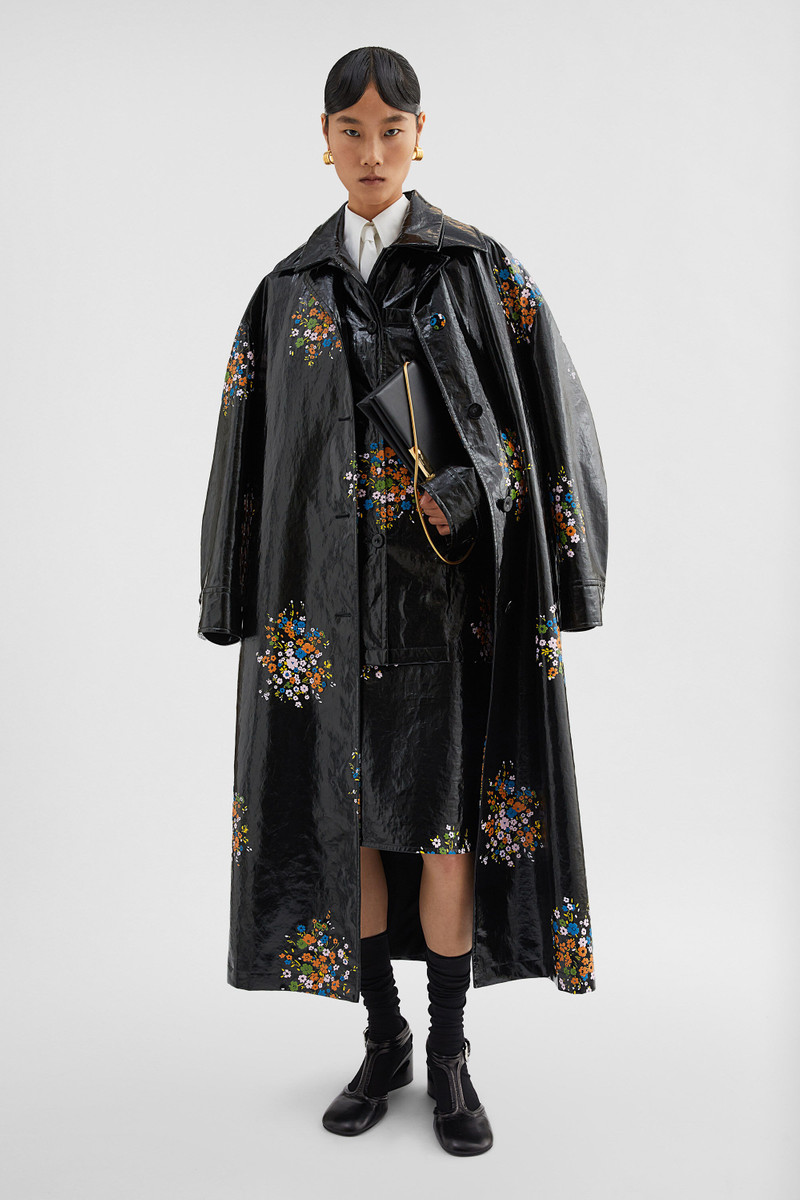 Jil Sander Patent Linen Printed Trench Coat outlook