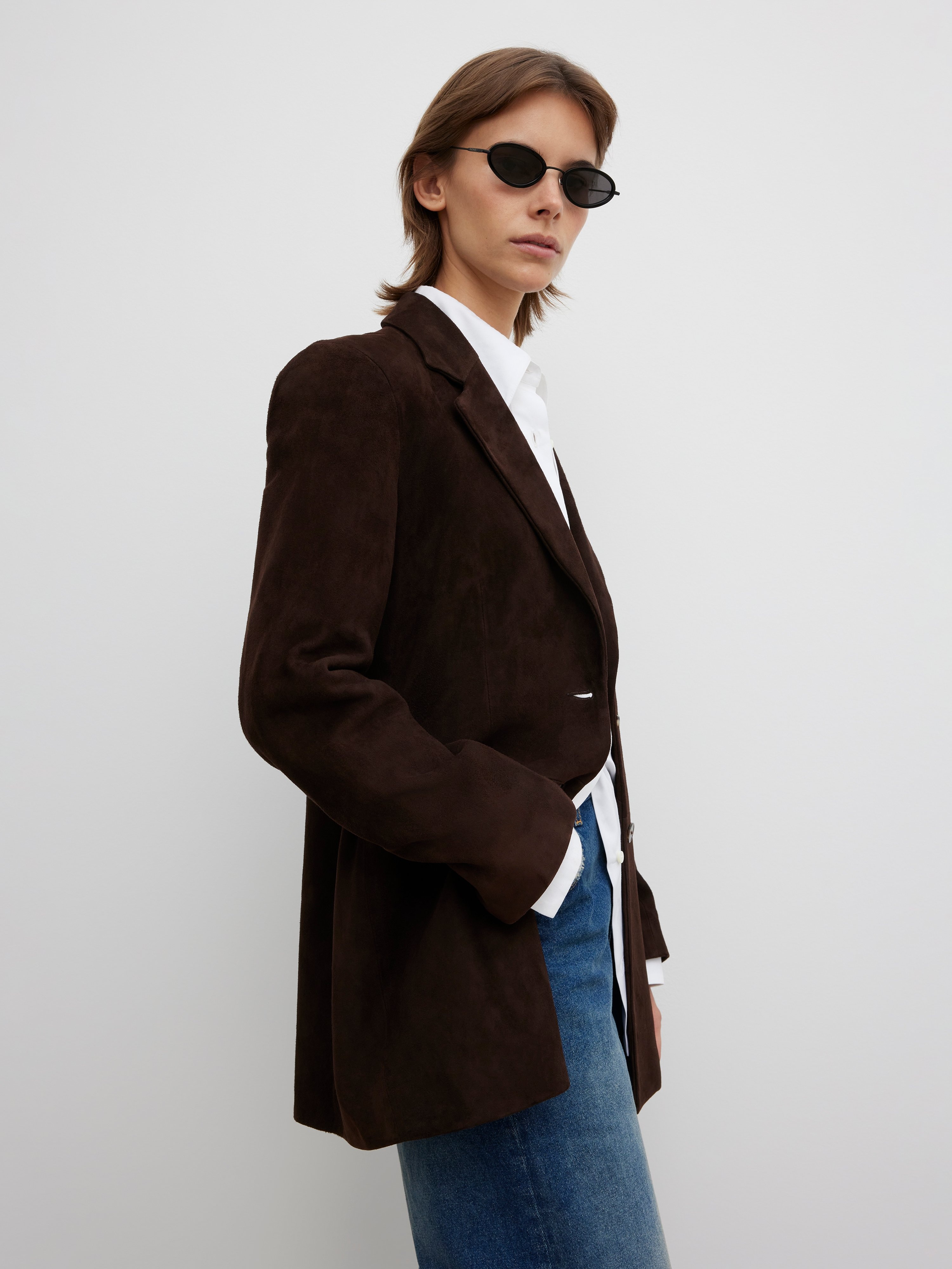 Slim suede blazer - 5