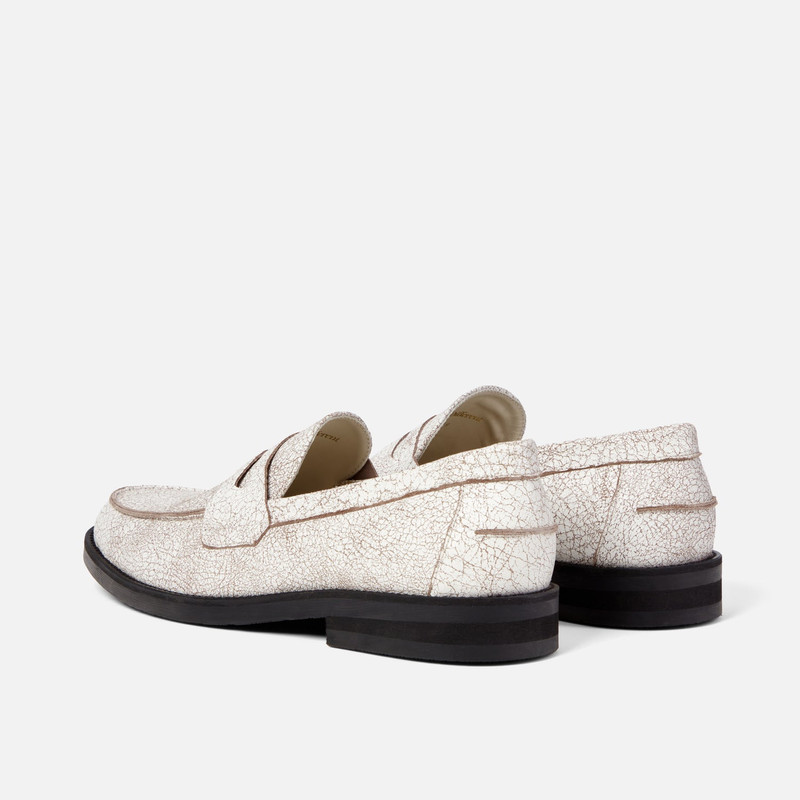 Wilde White Cracked Penny Loafer - Men's 6