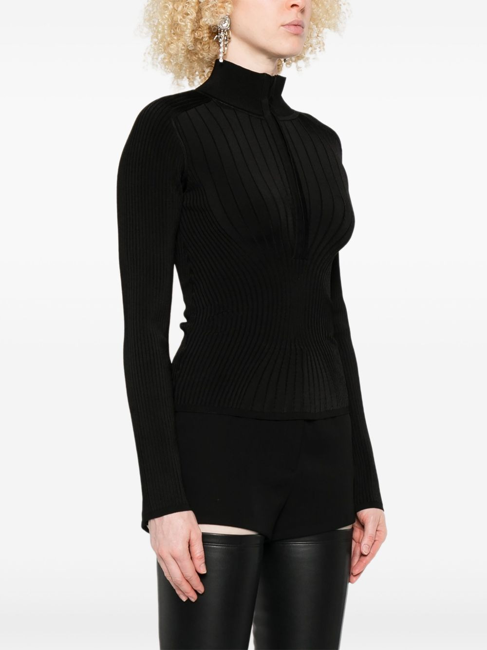 ribbed mock-neck sweater - 3