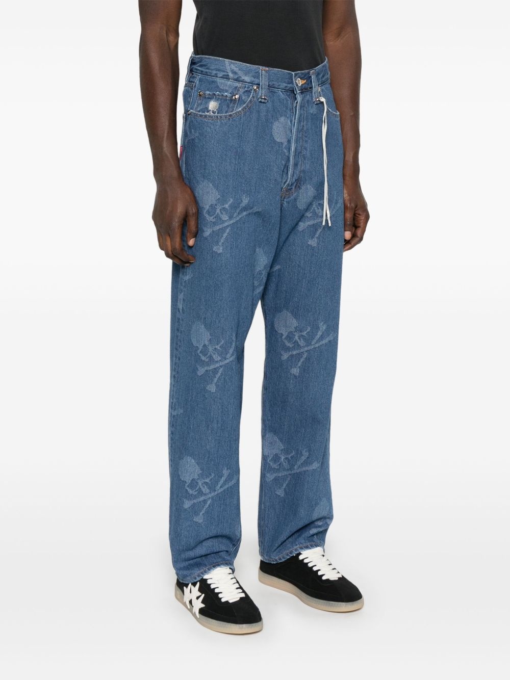 monogram-pattern straight-leg jeans - 3