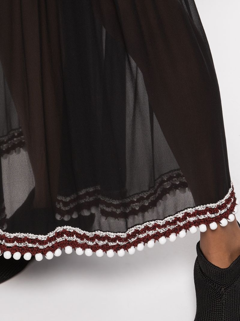 crochet-trim chiffon panel skirt - 5