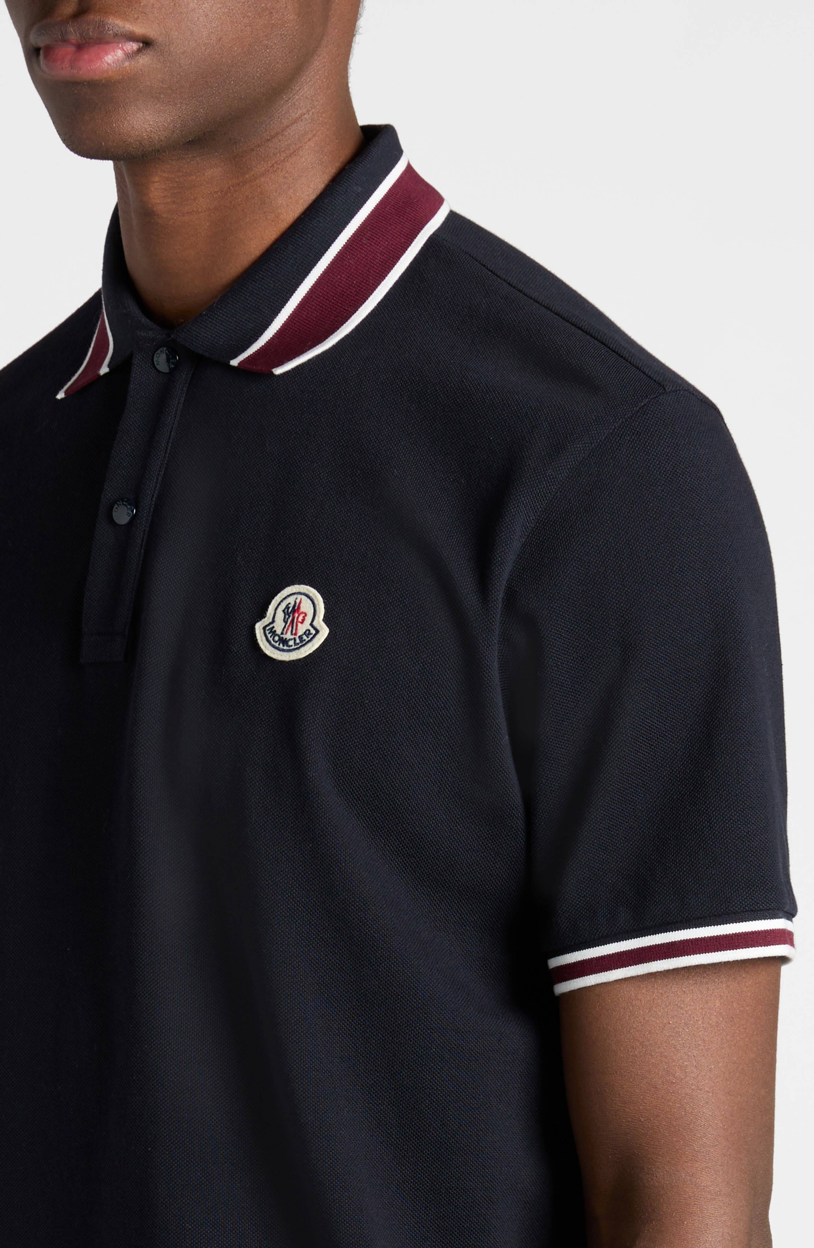 Moncler Tipped Cotton Piqué Polo in Dark Blue at Nordstrom - 5