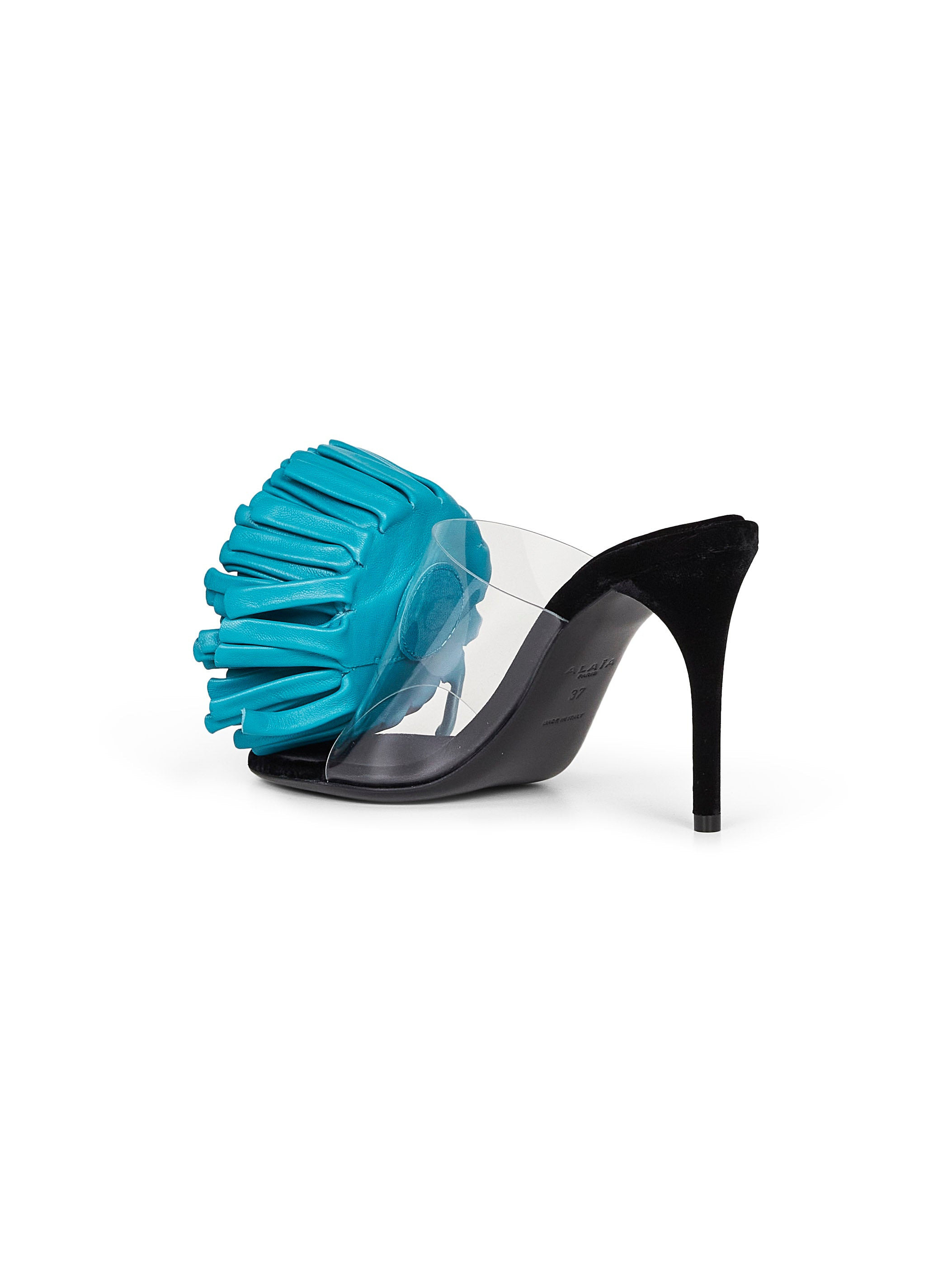 Asymmetric sandals with large 3-D leather flower - 3