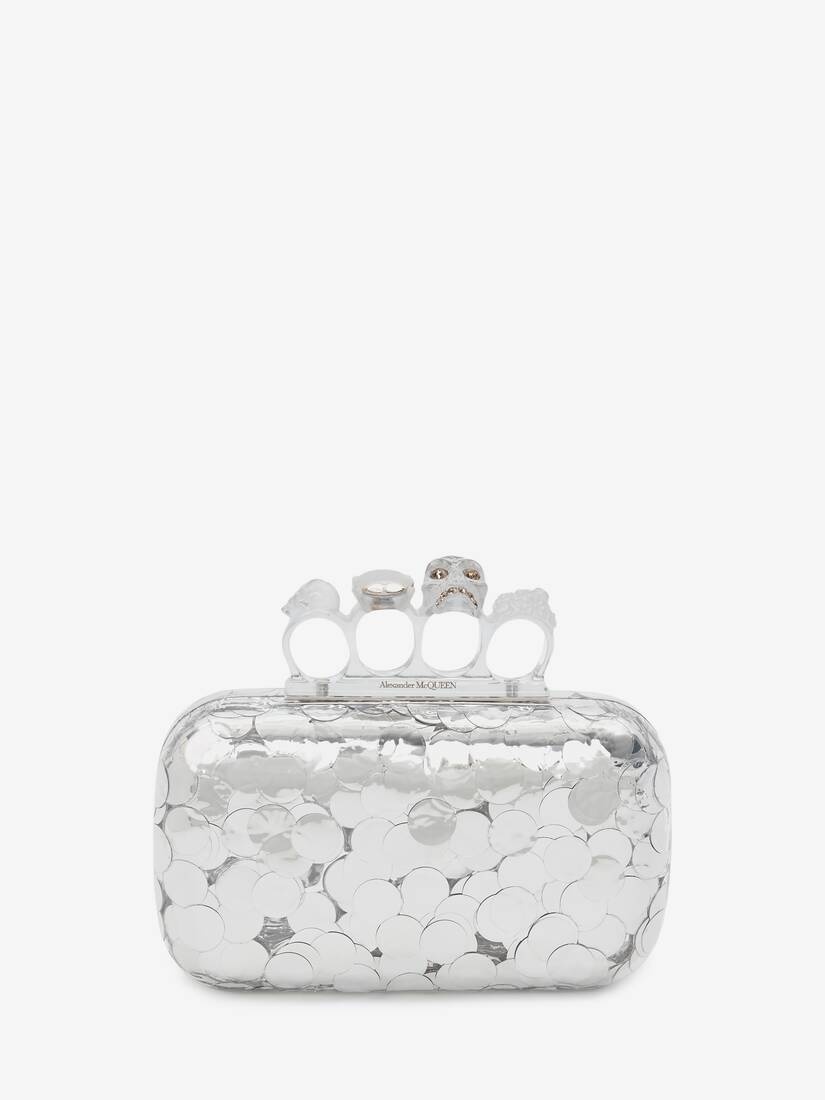 Skull Four Ring Clutch in Silver - 1