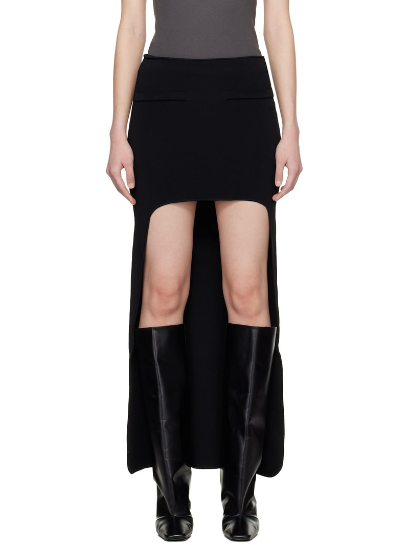 Black Circle Edged Long Knit Midi Skirt 1