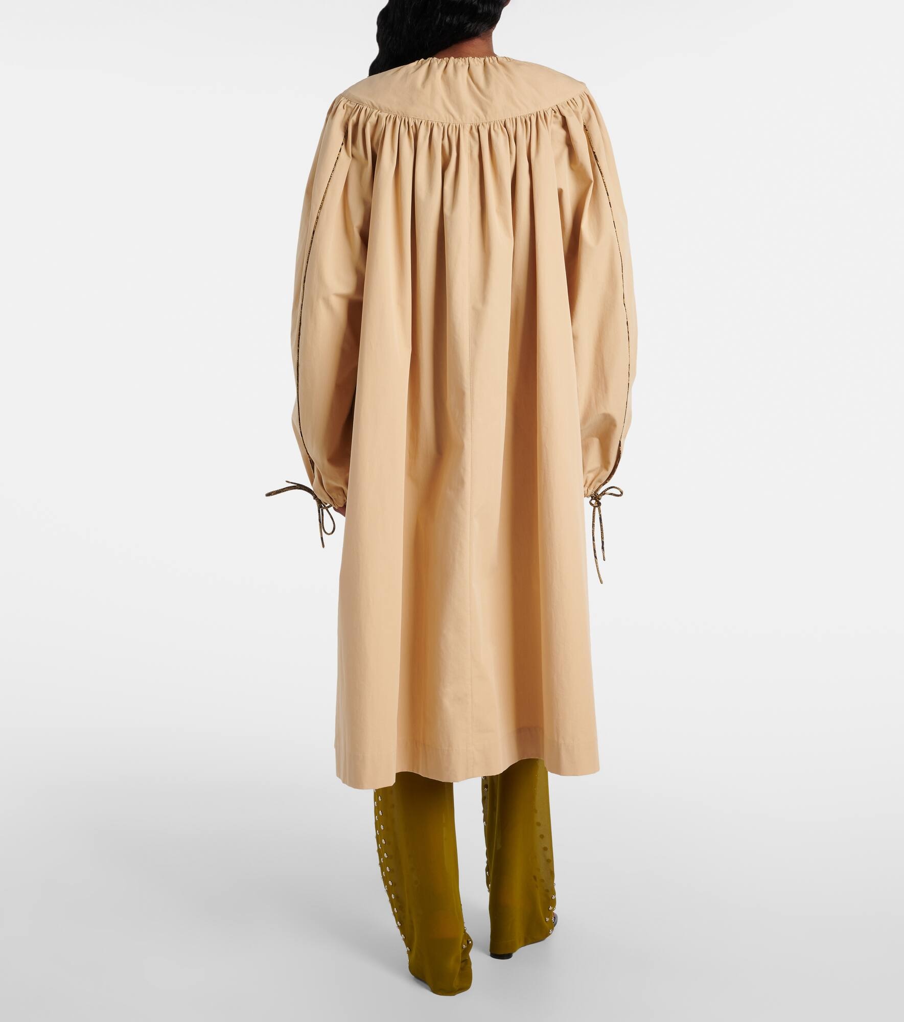 Gathered cotton poplin coat - 3