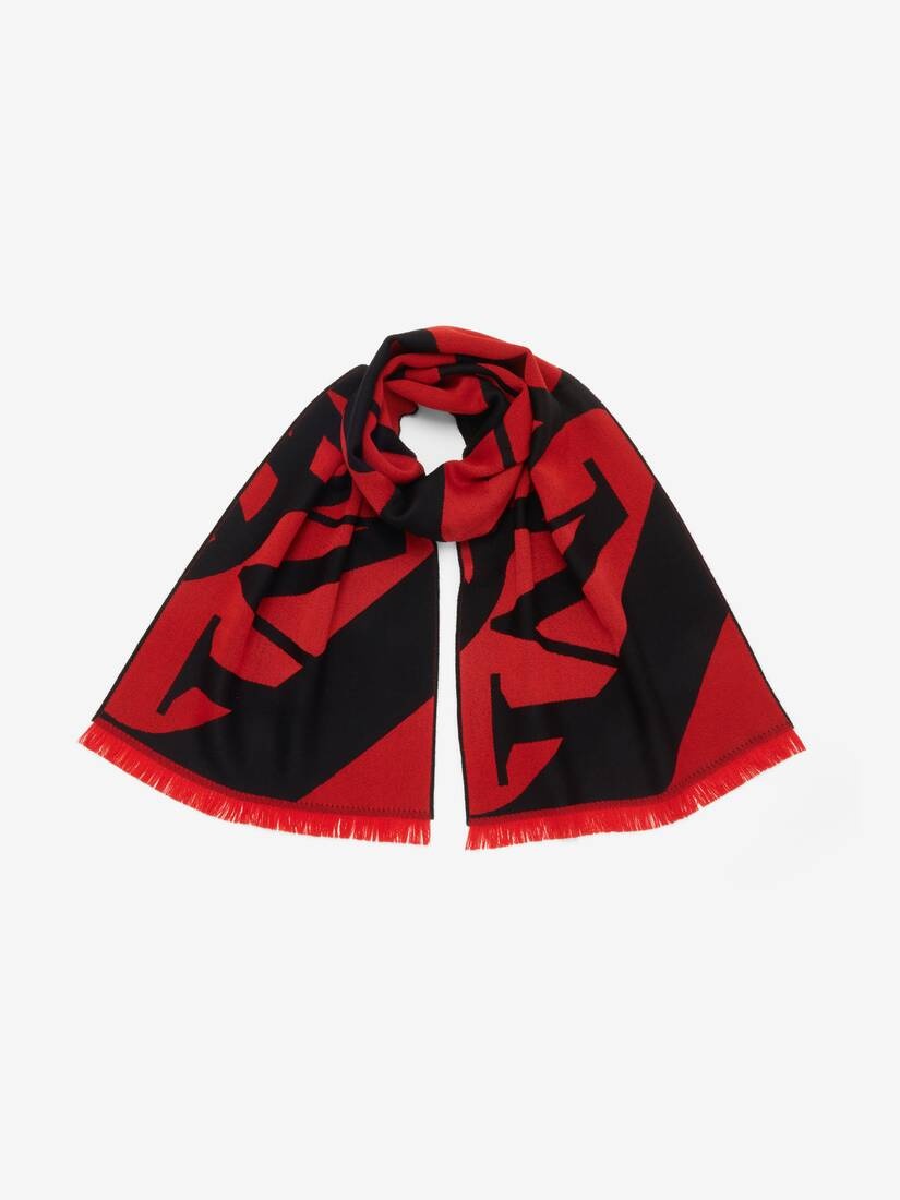 Men's Exploded Seal Logo Scarf in Scarlet/black - 2