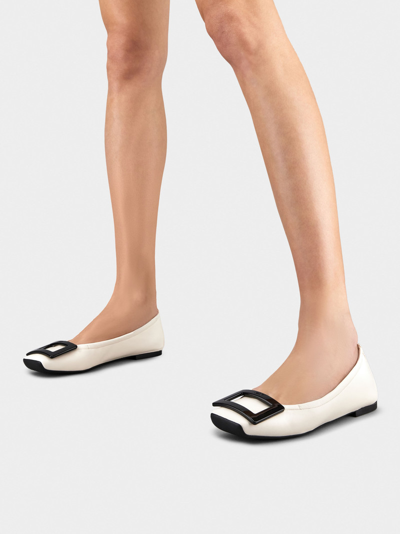 Roger Vivier Viv' Pockette Lacquered Buckle Ballerinas in Nappa Leather outlook