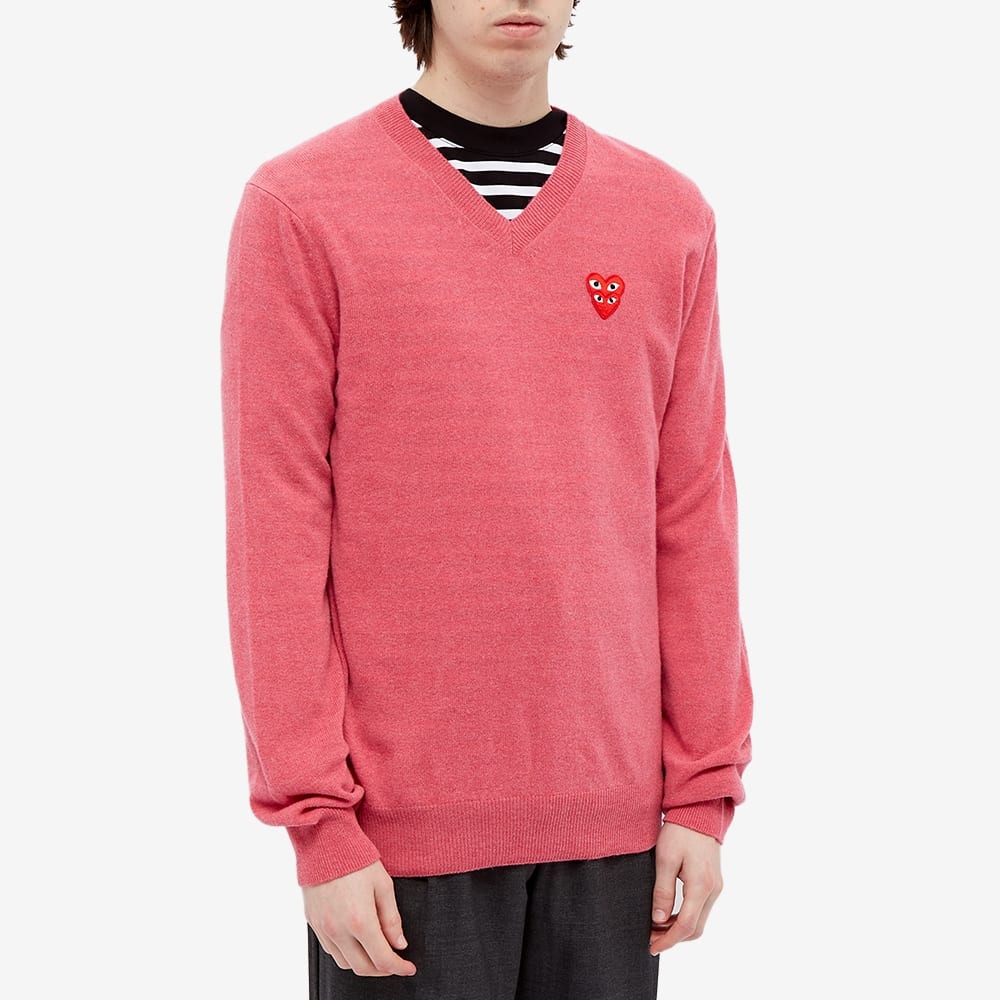 Comme des Garcons Play Overlapping Heart V-Neck Jumper - 4