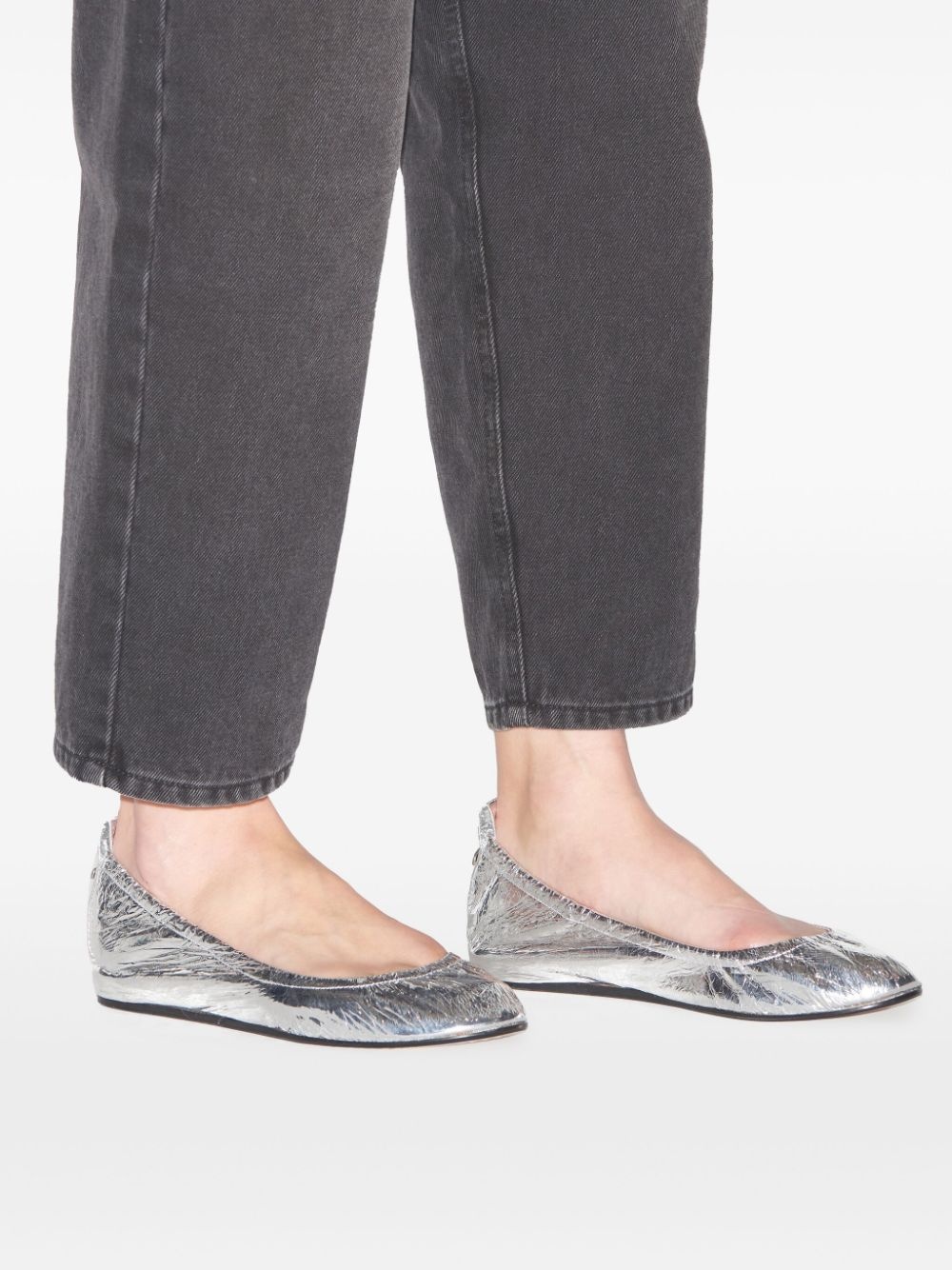 metallic flat ballerina shoes - 5