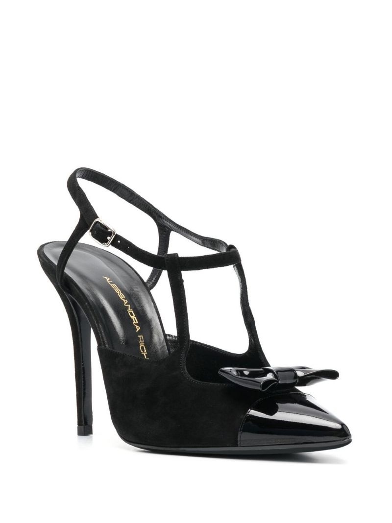bow-embellished leather pumps - 4