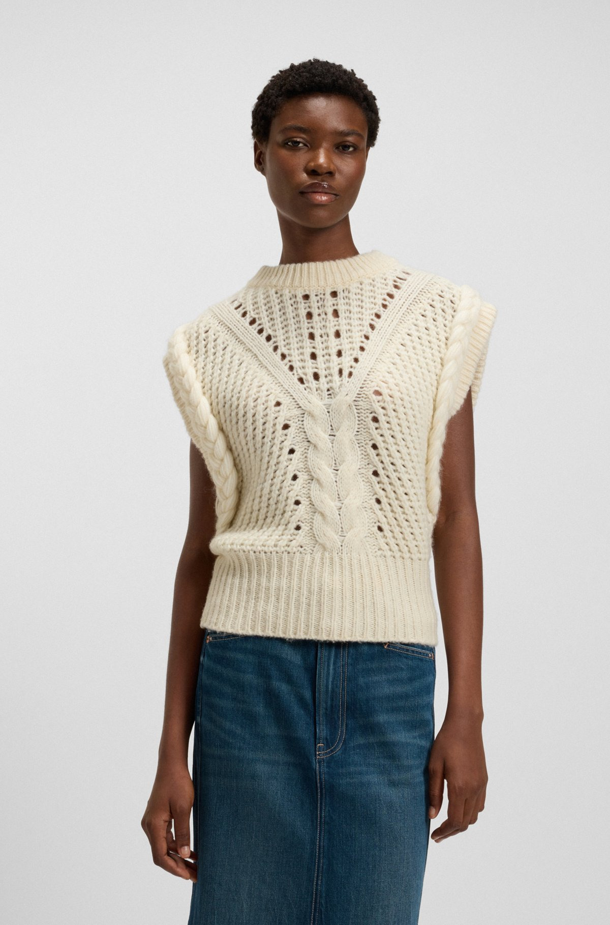 RELAXED-FIT SLEEVELESS TOP IN STRUCTURED ITALIAN YARN - 2