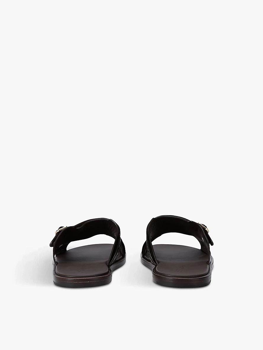 Woven-overlay buckled leather sandals - 4