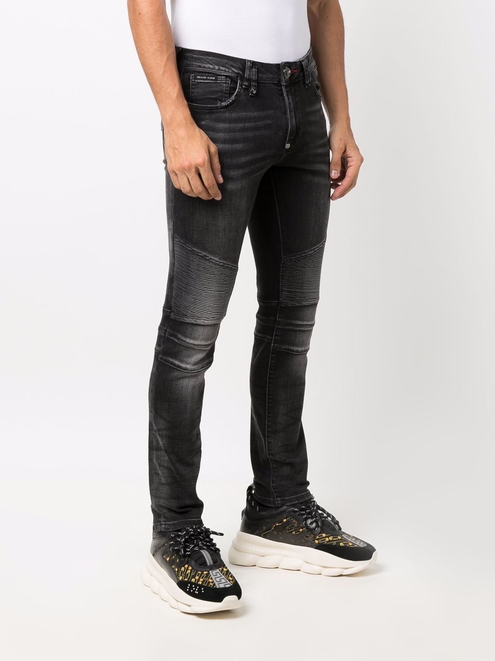 slim-fit biker-style jeans - 3