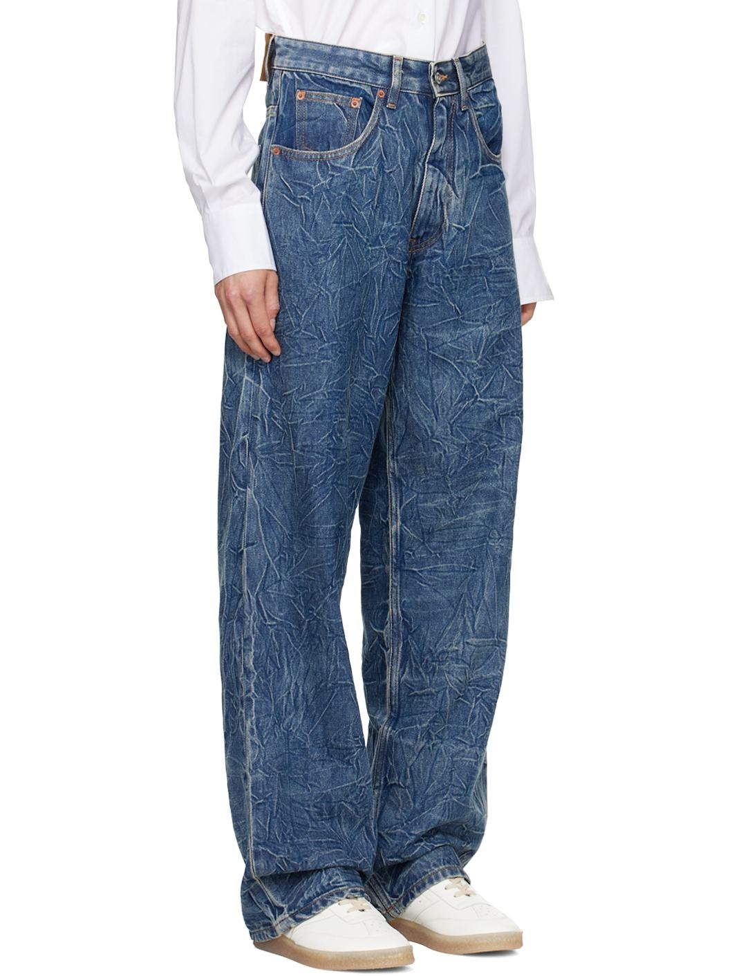 Blue Crinkled Jeans - 2