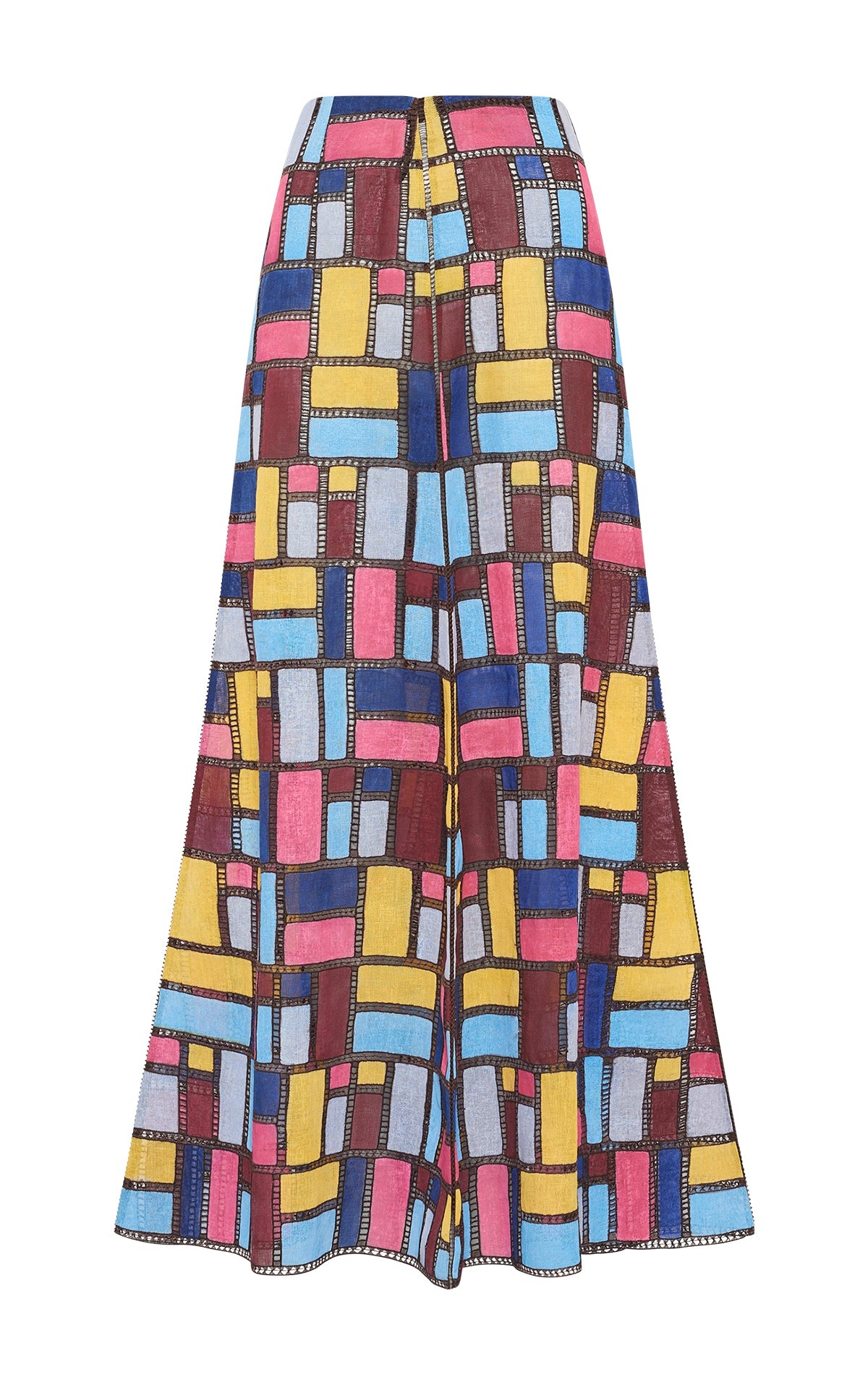 Selma Patchwork Embroidered Maxi Skirt in Aurora Multi Linen - 1