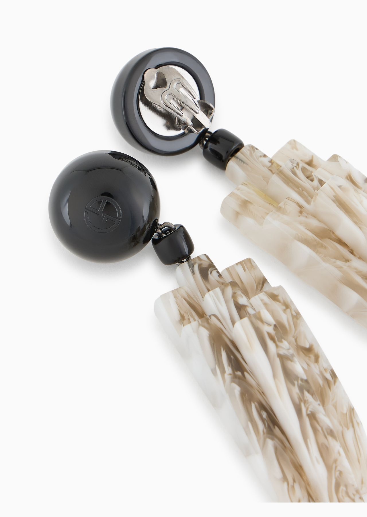 Variegated-effect resin clip-on pedant earrings - 2
